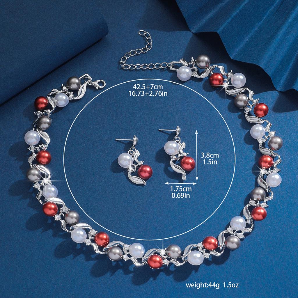 Necklace Earrings Bracelet Two-piece Set Fashionable and Versatile Clavicle Pearl Jewelry for Women