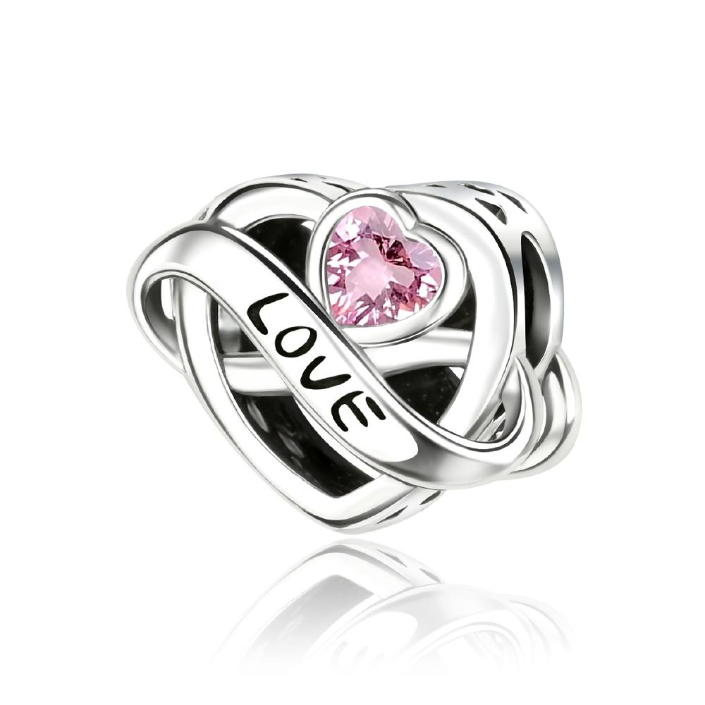 Pink Flower Copper Change Color Heart Charm Fit Original Bracelet Rose Bloom Dangle Charm Girls Jewelry Gift