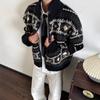 Fair Isle Stand Collar Knit Cardigan - Cozy Autumn/Winter Sweater for Couples