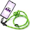 Cord Case for Samsung A34 5G Transparent Shockproof Protection with Removable Green Cord
