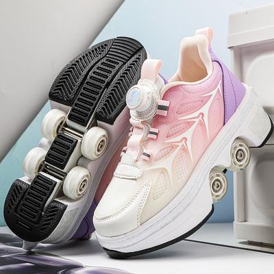 Kinder Rollerschuhe mit vier Rädern Junge/Mädchen Rollschuhe Verformbare Schuhe Rollschuhe