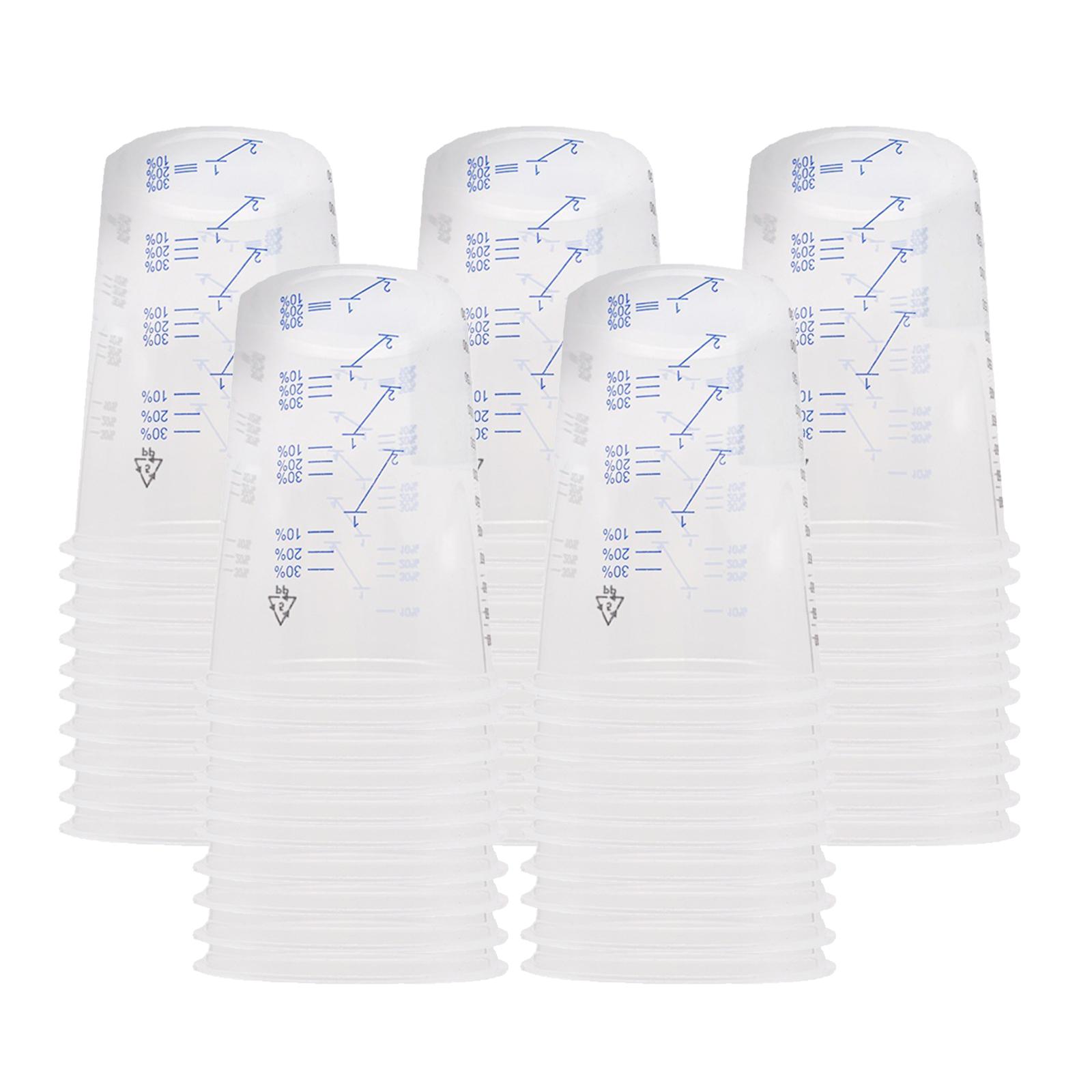 

50 шт. Пластиковые чашки для смешивания с мерками, прозрачные пластиковые градуированные чашки для эффективного смешивания в различных приложениях 600