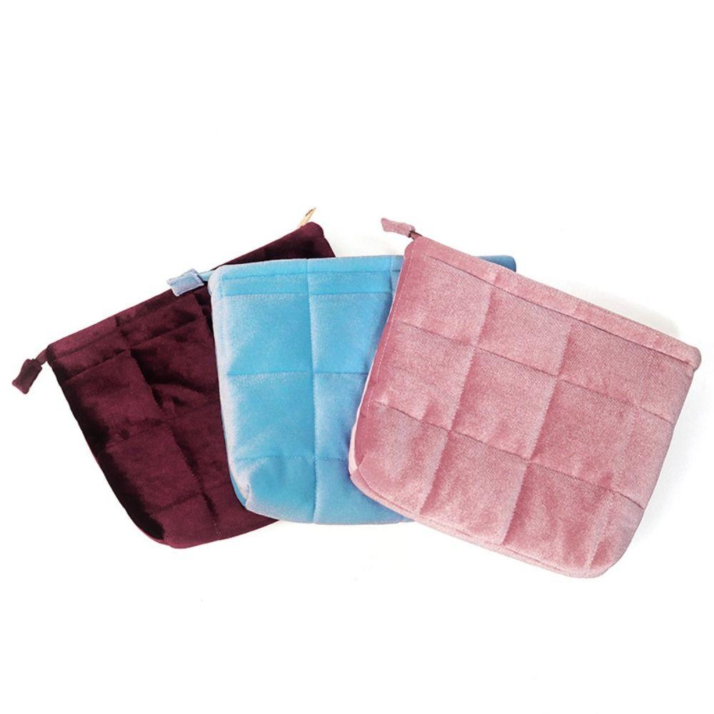 

Solid Color Quilted Storage Bag Large Capacity Travel Toiletry Bag Portable Cosmetic Bag рожевий