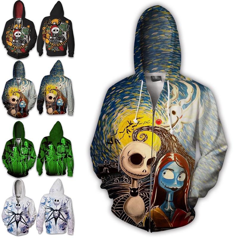Stylish Nightmare Before Christmas Hoodies Sweater Zipper Men's Sweatshirt Jacket Coat