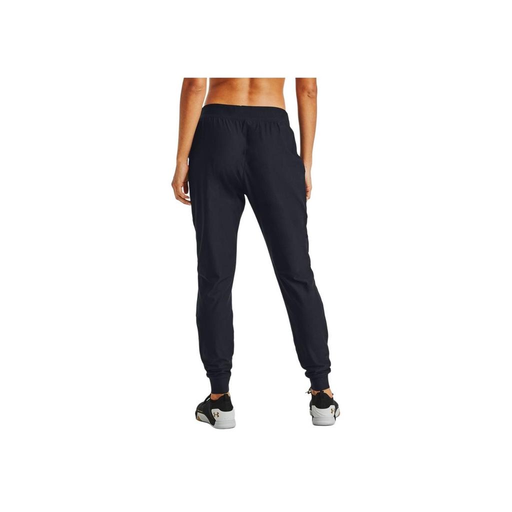 Under Armour Solid Color Logo Print Drawstring Joggers Women Bottoms Black 1328870-002