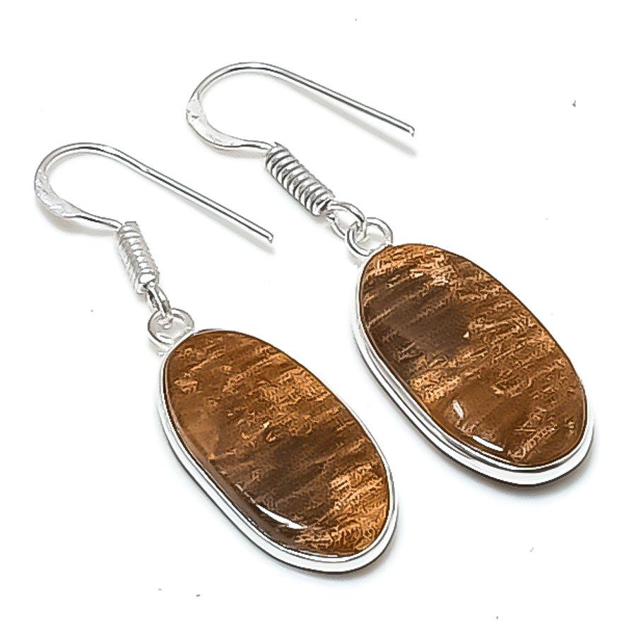 

Natural Fossil Coral Gemstone 925 Sterling Silver Jewelry Earring 1.58 AEE-10958