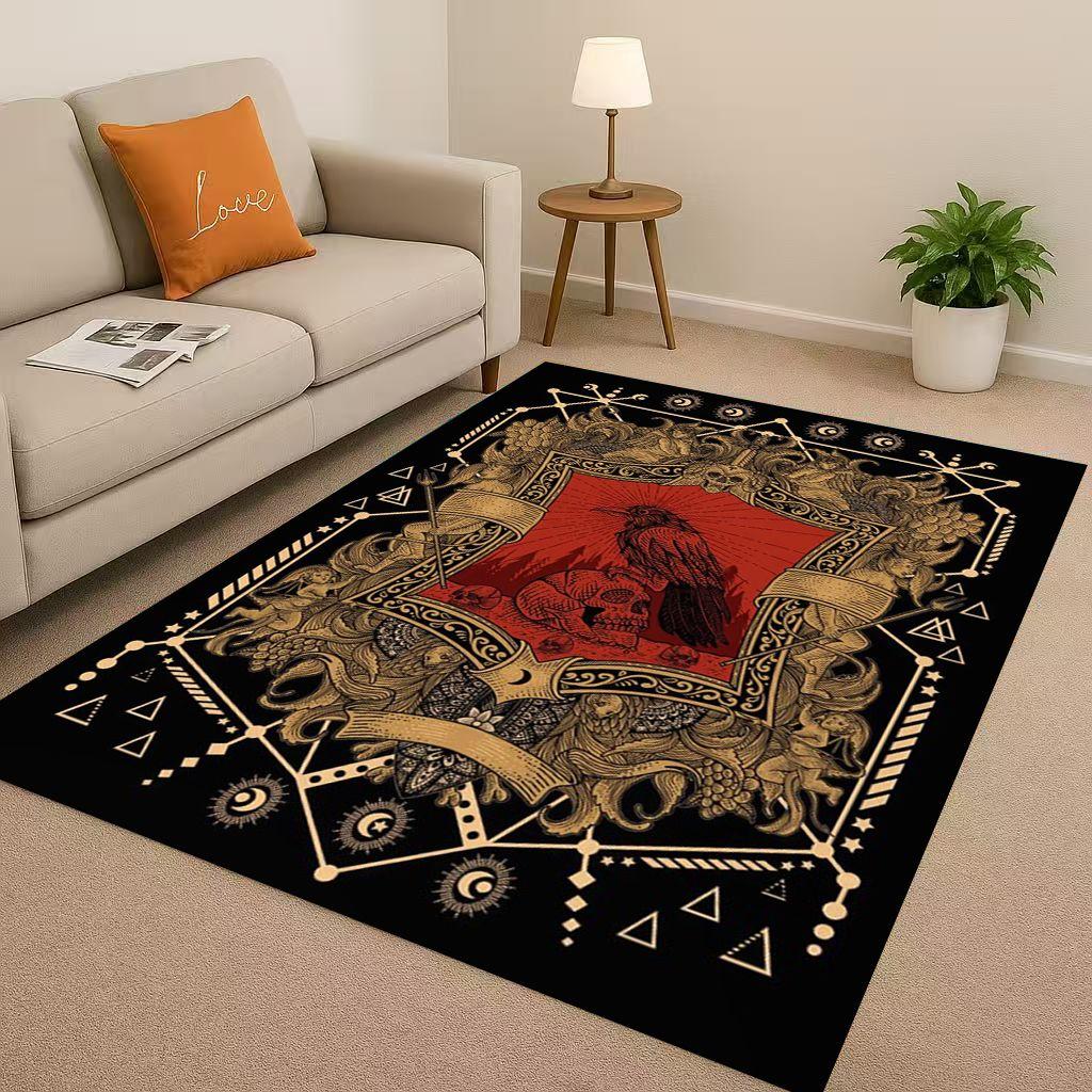 Classic Nordic Viking Totem Vegvisir Rune Valhalla Valknut Living Room Non-Slip Area Rug Carpet for Bedroom Sofa,Home Doormat