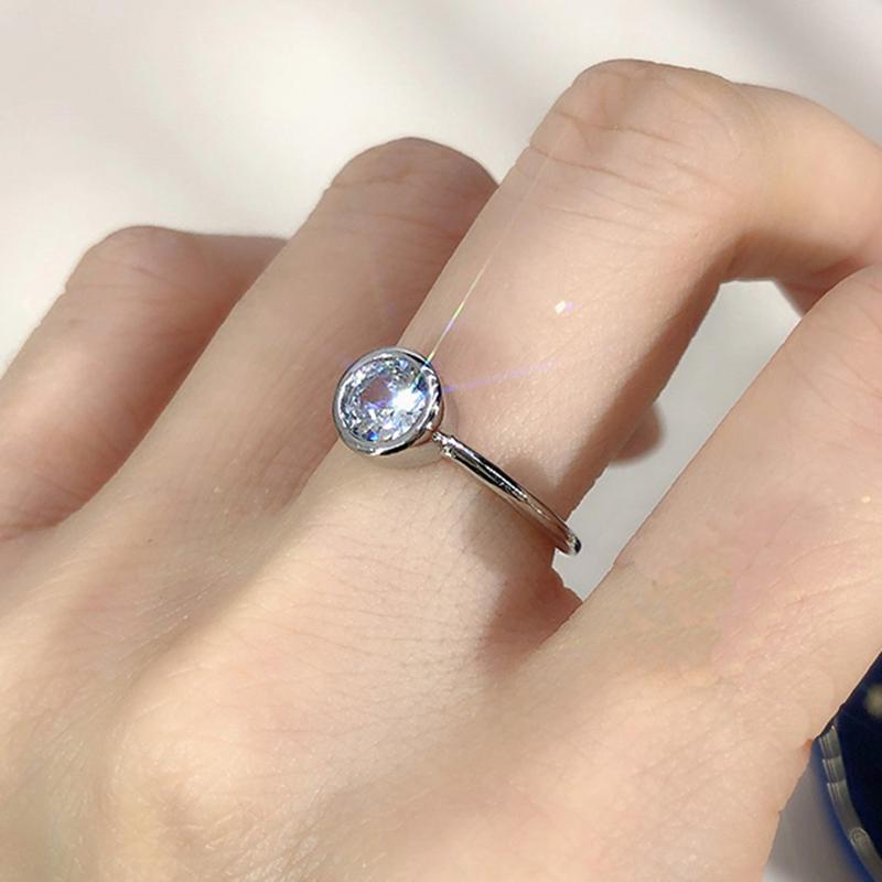 Minimalist Crystal Promise Ring for Women Simple Round Cubic Zirconia Rose Gold Accessories Dainty Jewelry R010