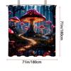 1Pc Mashroom Wonderland Pattern Printed Shower Curtain, Waterproof, Washable, With 12 Hooks, Bathroom Shower, Bathtub, Home Use