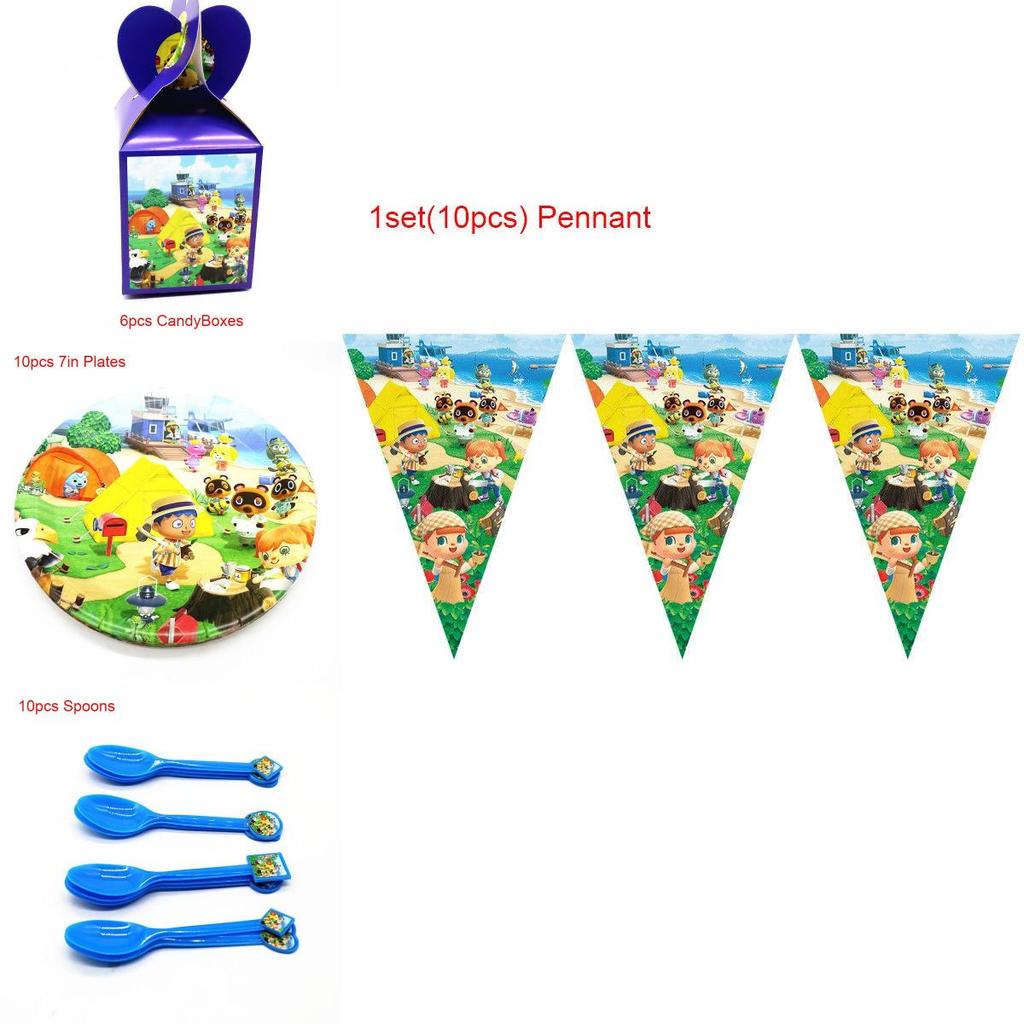 Entzückende Animal Crossing Partyartikel für Kinder Verbessern Sie die Geburtstagsatmosphäre mit Tellern und Tischdecke