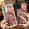 Phone Case: 2D Flat Samsung Galaxy A34 A35 M05 M06 S20 S22 S21 FE Plus 5G Layered Protective Case, Fully Rhinestone Pink Puppy, Christmas and Hallowee