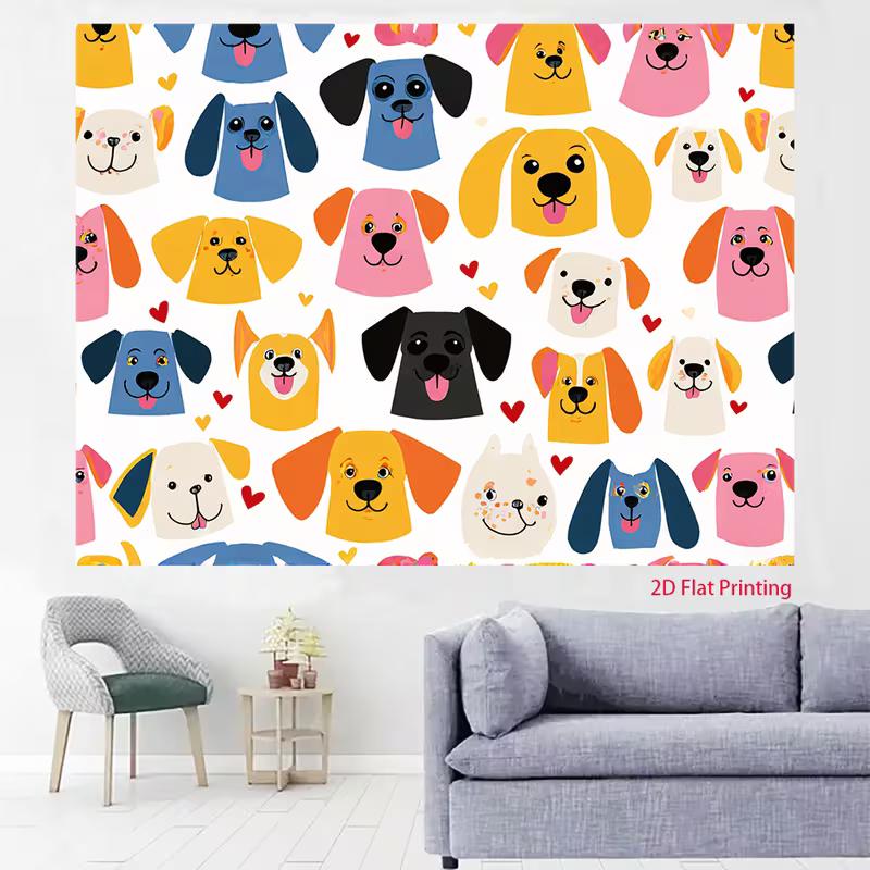 2D Colorful Puppy Dog Backdrop Kids Party Photography Background Banner