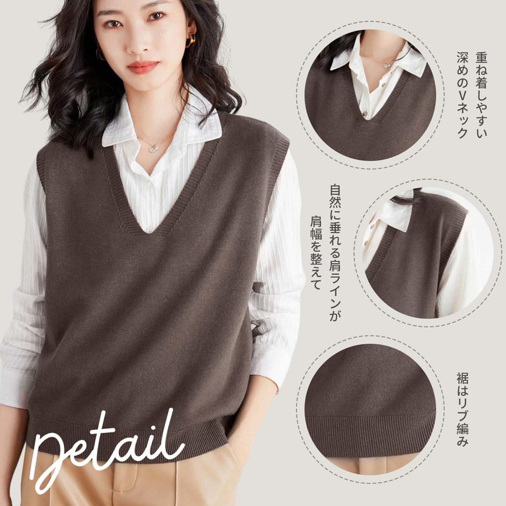 LrisIuza Echo Knit Solid Loose Stylish Korean Style Women's Vest, Ribbed, Color, V-Neck, Sleeveless, Lightweight, Fall/Winter Sweater, Fit, Cute,