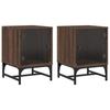 Nightstands with Glass Doors 2 Pcs Brown Oak Effect 35 X 37 X 50 Cm