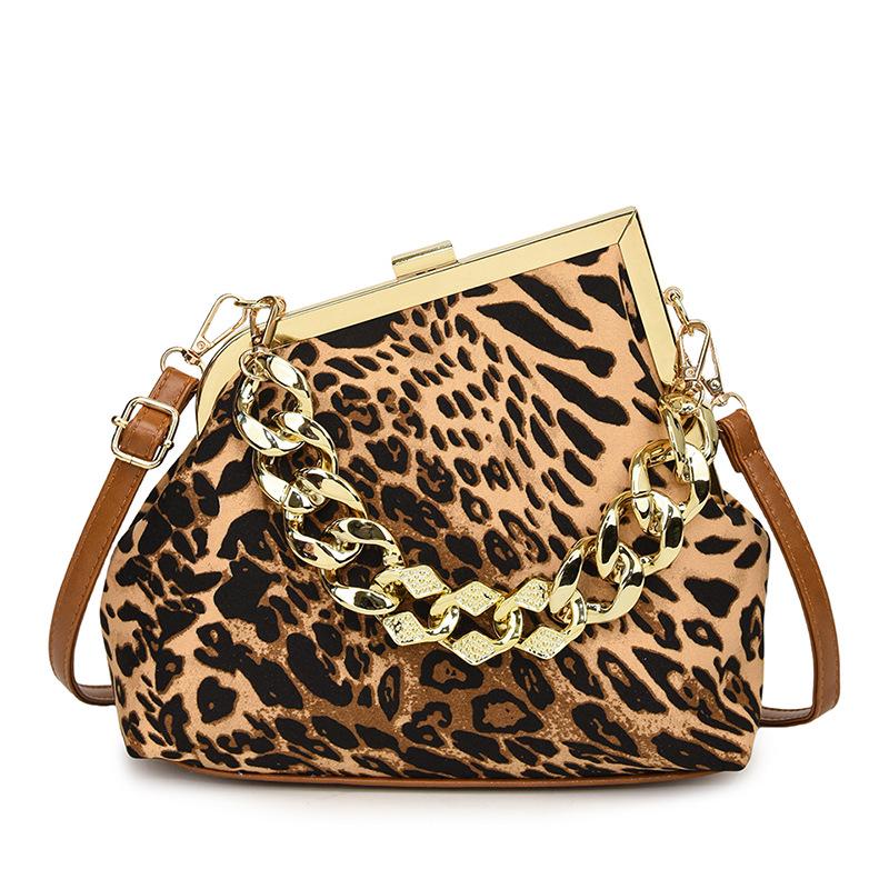 2025 Leopardenmuster Damen Mode Schultertasche mit dicker Kette - Europäischer & Amerikanischer Stil Trend
