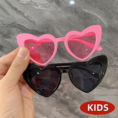 Heart-shaped Kids Sunglasses UV400 Protection Vintage Style Cute Full Rim Eyewear for Girls Boys Outdoor Sun Glasses