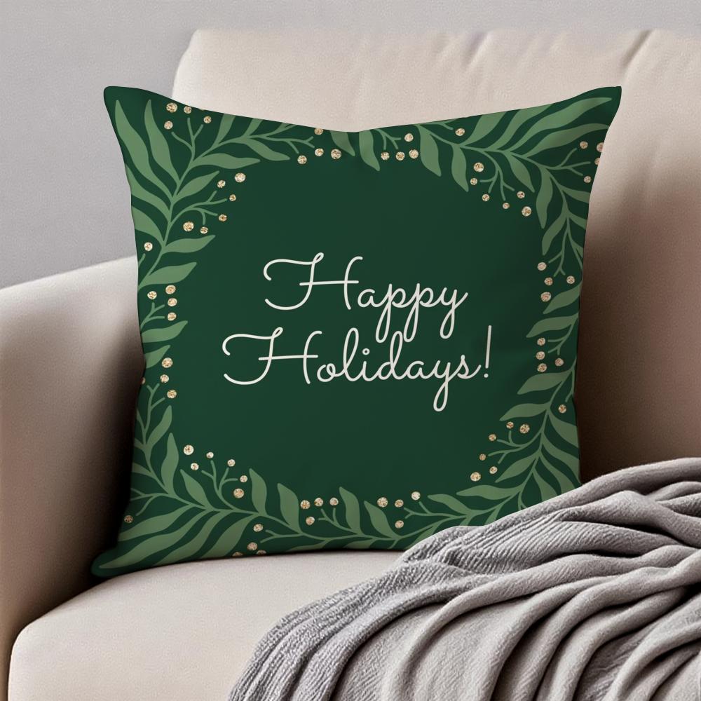 Christmas Materials Cushion Cover Pillowcase Antidustmite Invisible Zipper Short Plush Sofa Cushion