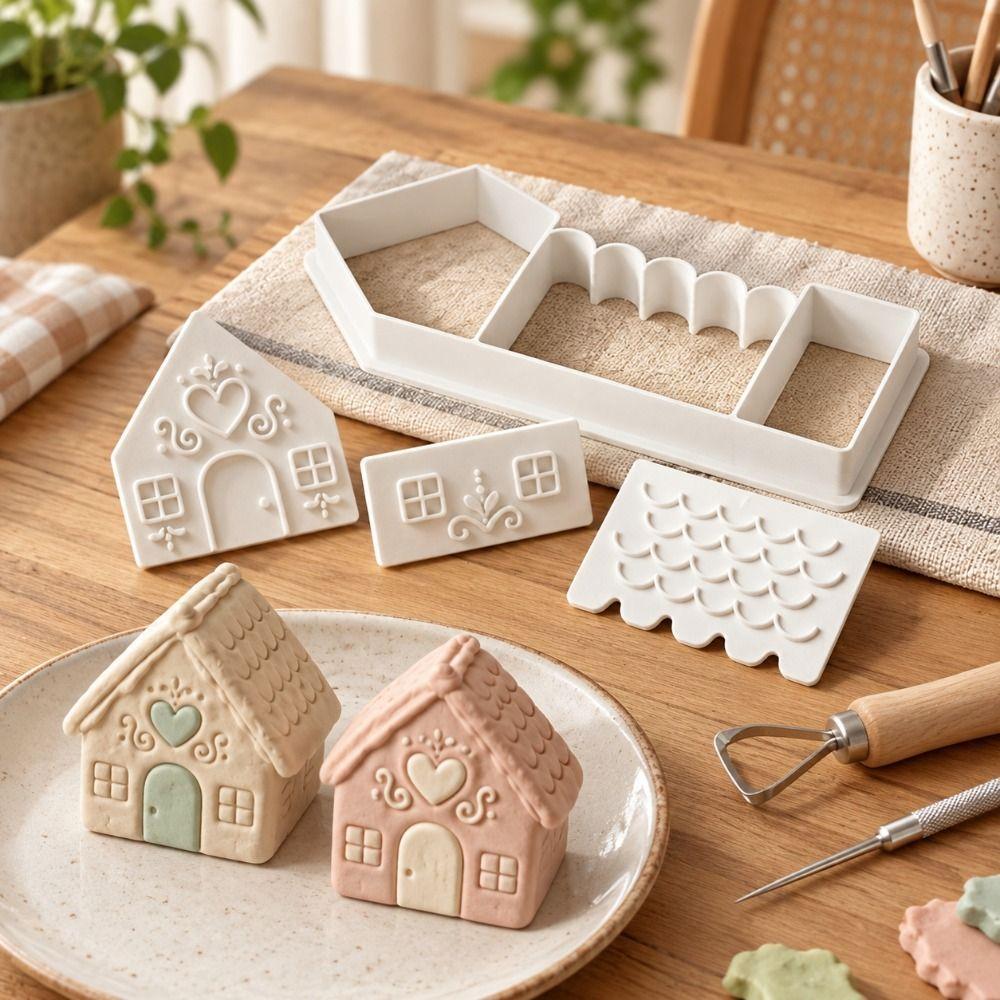 Plastic House Clay Cutter Molds 3D Printing Clay House DIY Tool Kit Gift Making