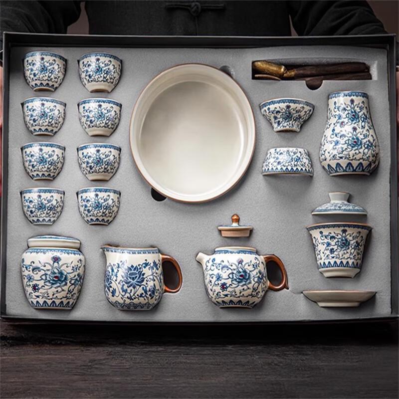 Light Luxury Ceramic Tea Set with Chinese Style Gift Box