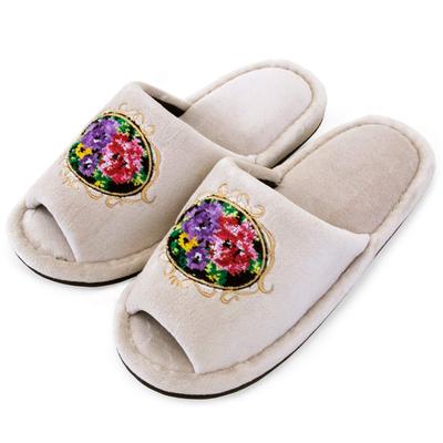 OKA Chenille Passar fötter upp till 25 cm och Tofflor, Beige, Rosa, (Elegant Underbar)