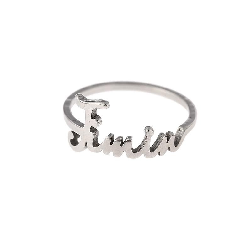 BTS Mitglied Name Edelstahlring, Bangtan Boys Ring, Kpop ARMY Fans Schmuckzubehör JIMIN white