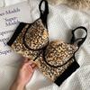 Leopard Lace Bra for Women Sexy Gather and Adjustment Bra Push Up Bra Wide Back Strap Invisible Bra Fancy Underwear