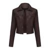 2024 spring and autumn new thin leather jacket women's multi-pocket cardigan casual jacket European and American fashion popular daily coat