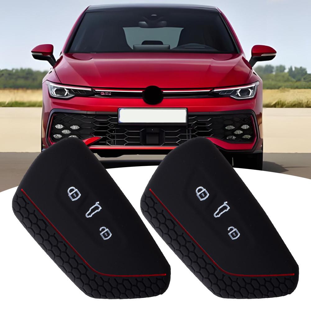 Black Soft Silicone Key Cover Set for Golf 8 For Skoda Enyaq IV 2 Pieces
