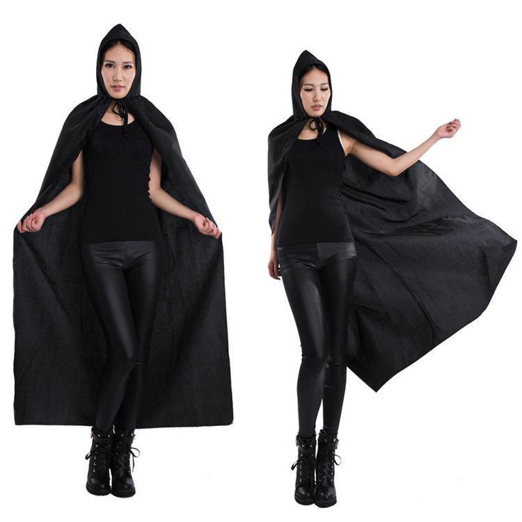 

Halloween Black Hooded Witch, Grim Reaper, Demon, Vampire Cloak & Performance Cape One Size