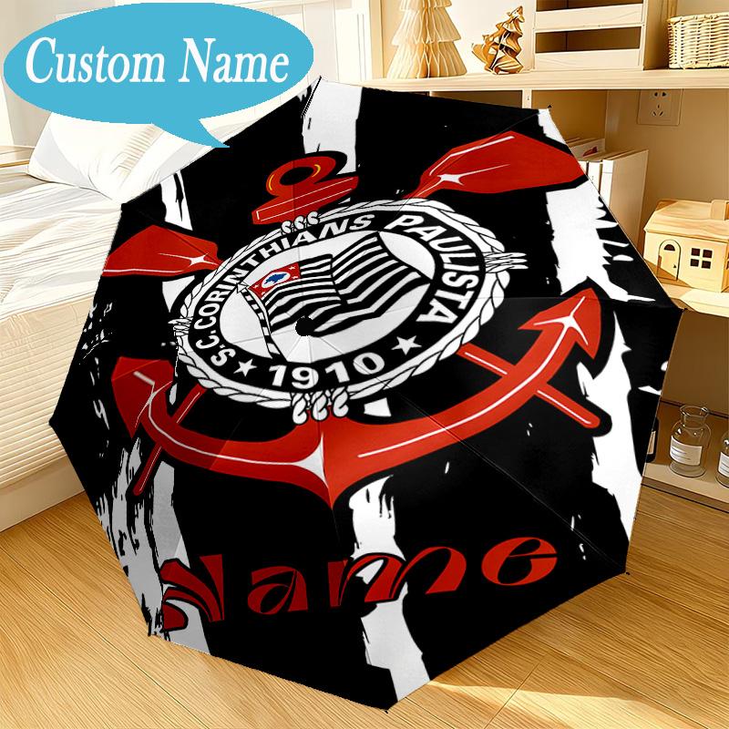 Custom Name Umbrella Corinthians Team Crest Umbrella 8-Frame for Travel, Camping, Casual Lightweight Portable, Essential for Family Gifts