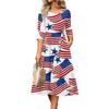 Women's Casual Round Neck Midi Dress Three Quarter Sleeve Waist Cinched Independent Day Style Spring Autumn Dress
