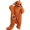 Halloweenowa dynia Kigurumi Jednoczęściowy strój dla kobiet Kreskówkowe piżamy męskie Kostium Cosplay Flanelowy kombinezon z kapturem Impreza BEZ BUTÓW