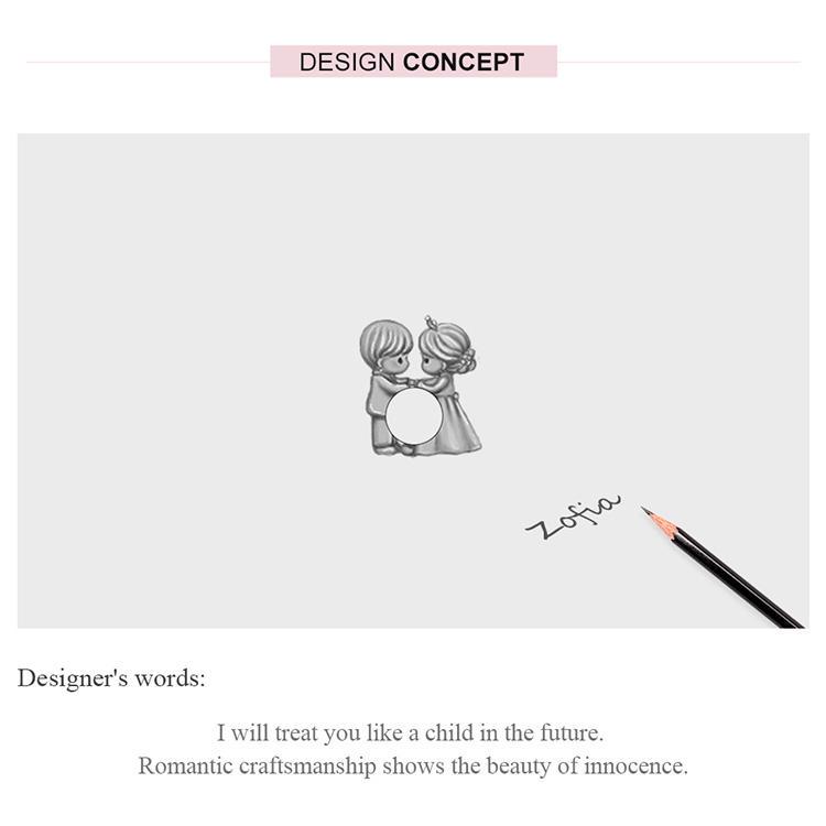 Bamoer 925 mincovní stříbro pár kovových korálků pro nevěstu a ženicha pro ženy Romantické svatební šperky vhodné pro originální náramek a náramek