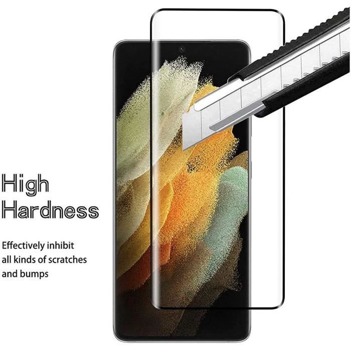 4x Verre Trempé pour Samsung S22 Ultra Protection Intégrale Transparente avec Bord Noir