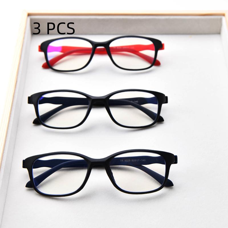 3Pcs Suit Men Women Square Pc Frame Reading Glasses Ultralight Portable Presbyopic Eyeglasses Blue Light Blocking Vision Care +1