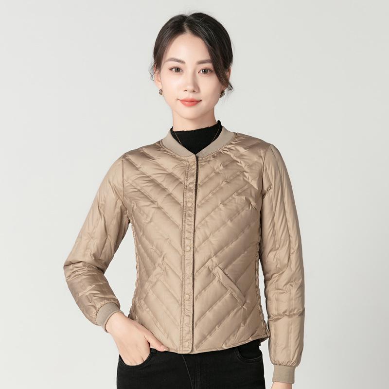 Dámská lehká péřová bunda slim fit - Hřejivá zimní základní vrstva a svrchní oděv