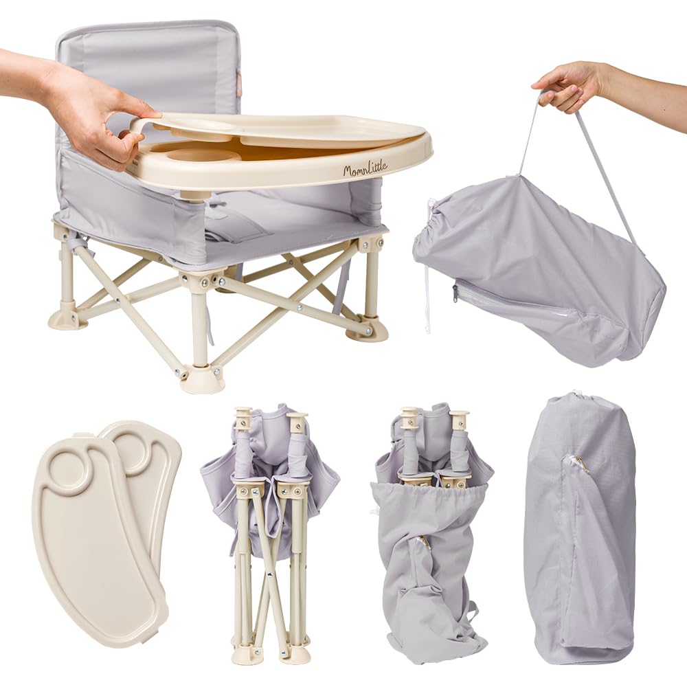 

Momnlittle Folding Baby Chair, Lightweight, Baby Feeding Chair, Baby Low Chair, Baby Table Chair (Blue Gray)