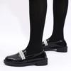 Fashion Women's Solid Color Thick-soled Round Toe Casual Women's Autumn New British Style Pearl Chain Decorated Fashion Elegant Loafers