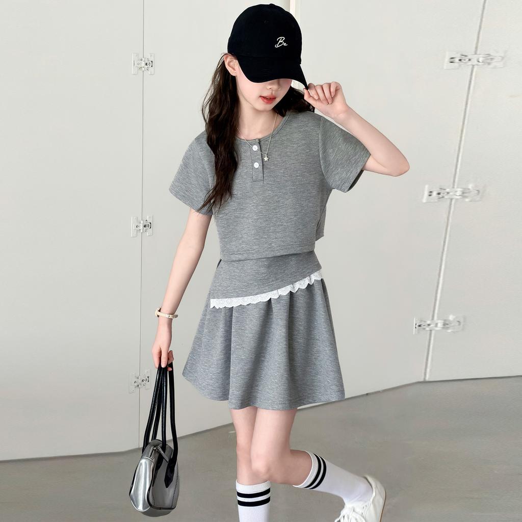 Girls' Summer Casual Short-Sleeved Two-Piece Set