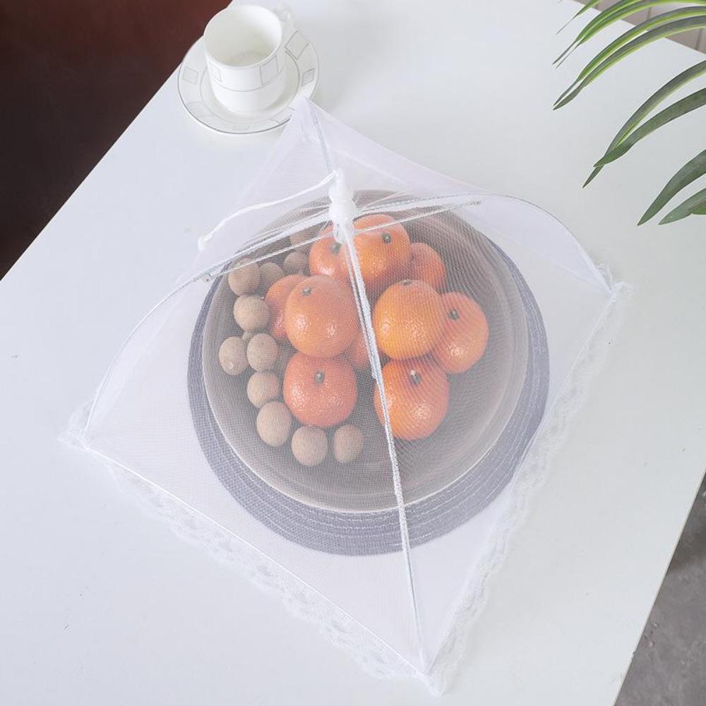 Stort pop-up matdekseltelt i hvitt netting - sammenleggbart, vaskbart, gjennomsiktig netting, ideelt for utendørs piknik, grilling og fester, beskytter mot insekter