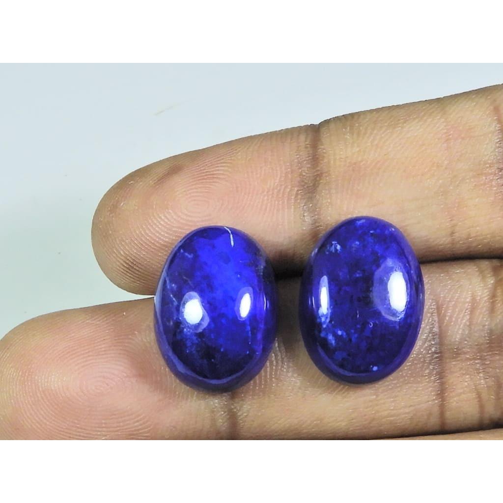 13X18MM Natural Lapis Lazuli Oval Cabochon Loose Gemstone 2Pcs Lot 27Cts. A-503