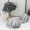 Retro plaid octagonal hat women's autumn and winter sweet painter hat showing face small octagonal hat forward hat airplane hat