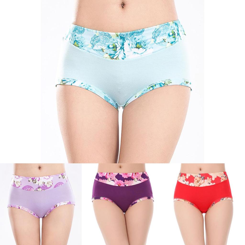 Women Sexy Underwear Modal Panties Floral Underpant Elegant Boyshort Briefs For Comfort