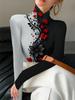 Women's Printed Cheongsam Collar Slim-fitting Long-sleeved T-shirt, Elegant Long-sleeved Bottoming Shirt, Spring and Autumn Women's Clothing