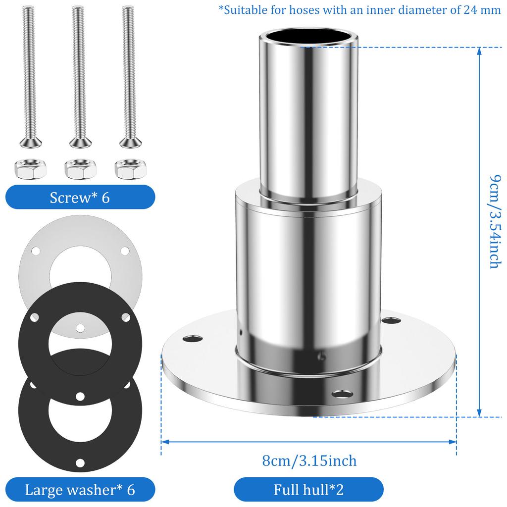 1/2Pcs 316 Stainless Steel Exhaust Tube Fitting Kit Fitting 24mm Tube Pipe Straight Thru Hull Exhaust Skin Diesel Parking Heater