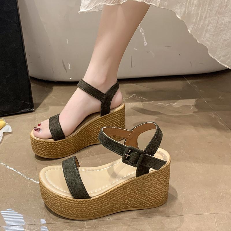 WTEMPO Dámské sandály se silnou podrážkou semišové přezka a šikmé podpatky příležitostné všestranné sandály proti skluzu dropshipping velkoobchod