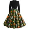Women's Casual Fashion Halloween Printed V-Neck Vintage Dress