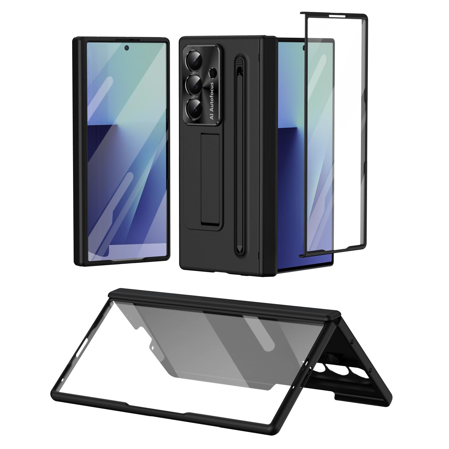 

Matte Hard PC Hinge Phone Case For Samsung Galaxy Z Fold 7 6 Stylus S Pen Holder Bracket Fold6 Fold7 Glass Film Protector Cover For Galaxy Z Fold 6