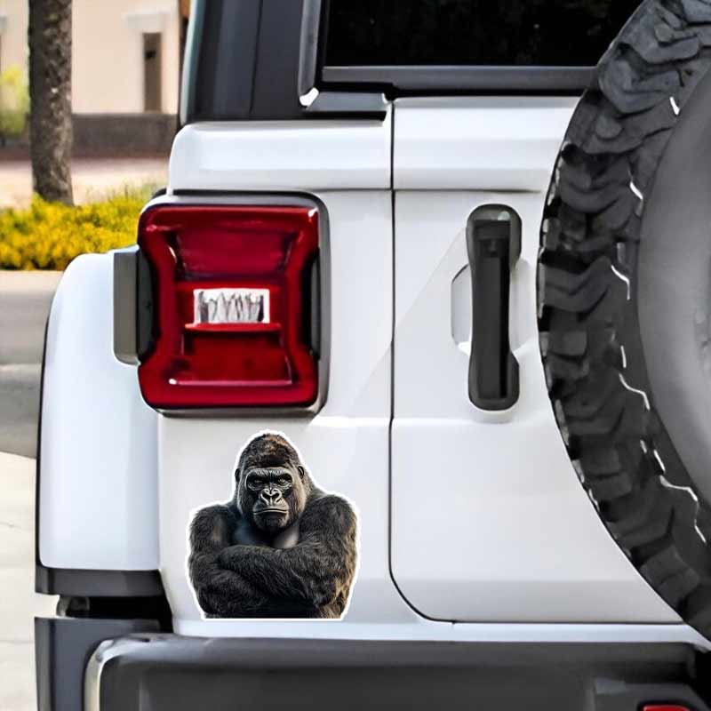 Adesivo Divertente Gorilla con le Mani Incrociate per Auto Vinile Impermeabile Decalcomania su Paraurti Finestrino Posteriore Laptop Decalcomania Autoadesiva Per Accessori Auto TM241