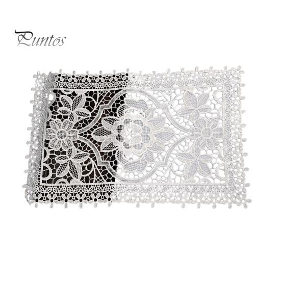 Washable Fabric Doilies for Vases White Lace Doily, Elegant Retro Placemat, Embroidered Table Small Round Placemats Jewelry Trays Mat, Rectangular